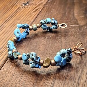Desert Heirloom Hand-woven Raw Turquoise & Copper In Statement Artisan Bracelet